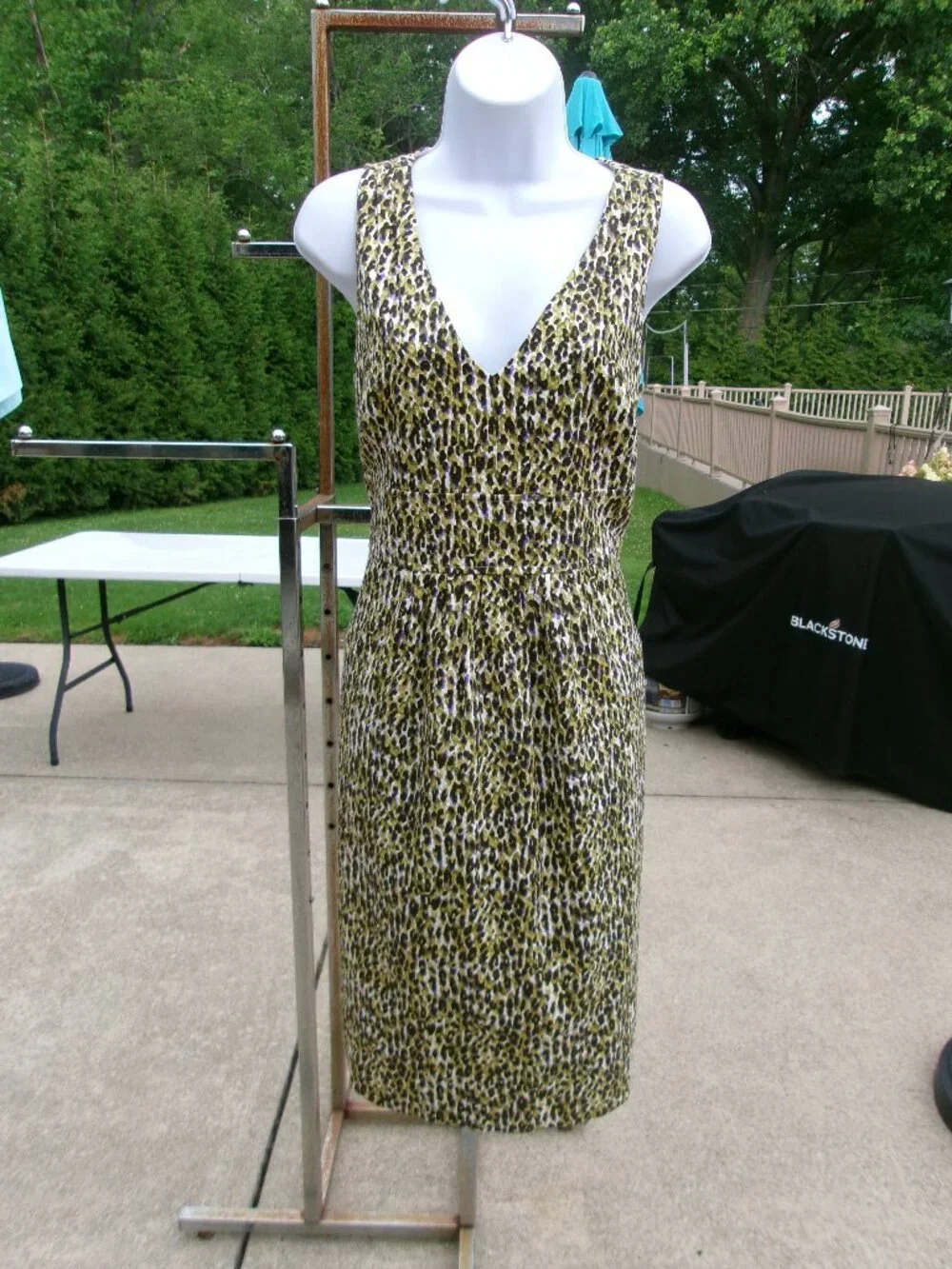 NWOT J.CREW GREEN BLACK ANIMAL PRINT DRESS 10